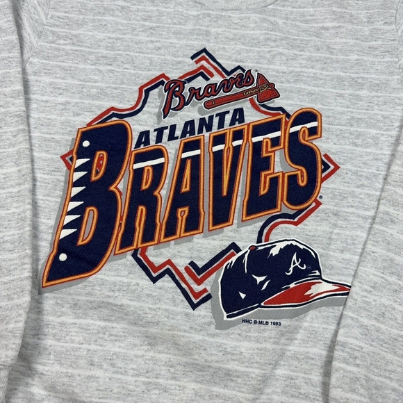 Vintage 90s Atlanta Braves Sweatshirt Crewneck MLB Baseball Size Small USA Made